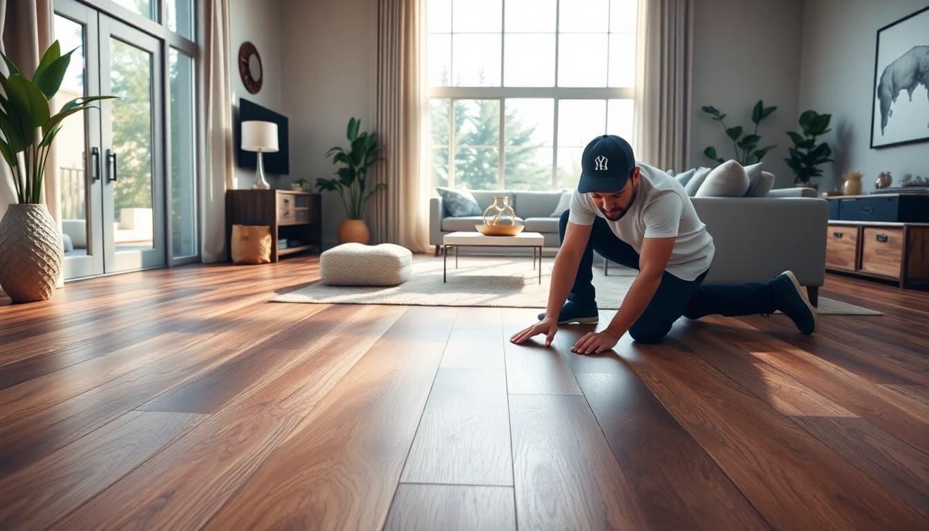 Upgrade your space with beautiful flooring near me and expert installation in a modern living room.