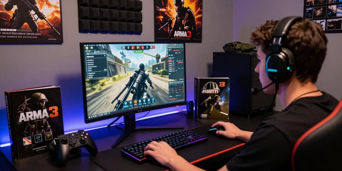 ArmA 3 Cheat gameplay setup with immersive gaming environment and tactical gear.