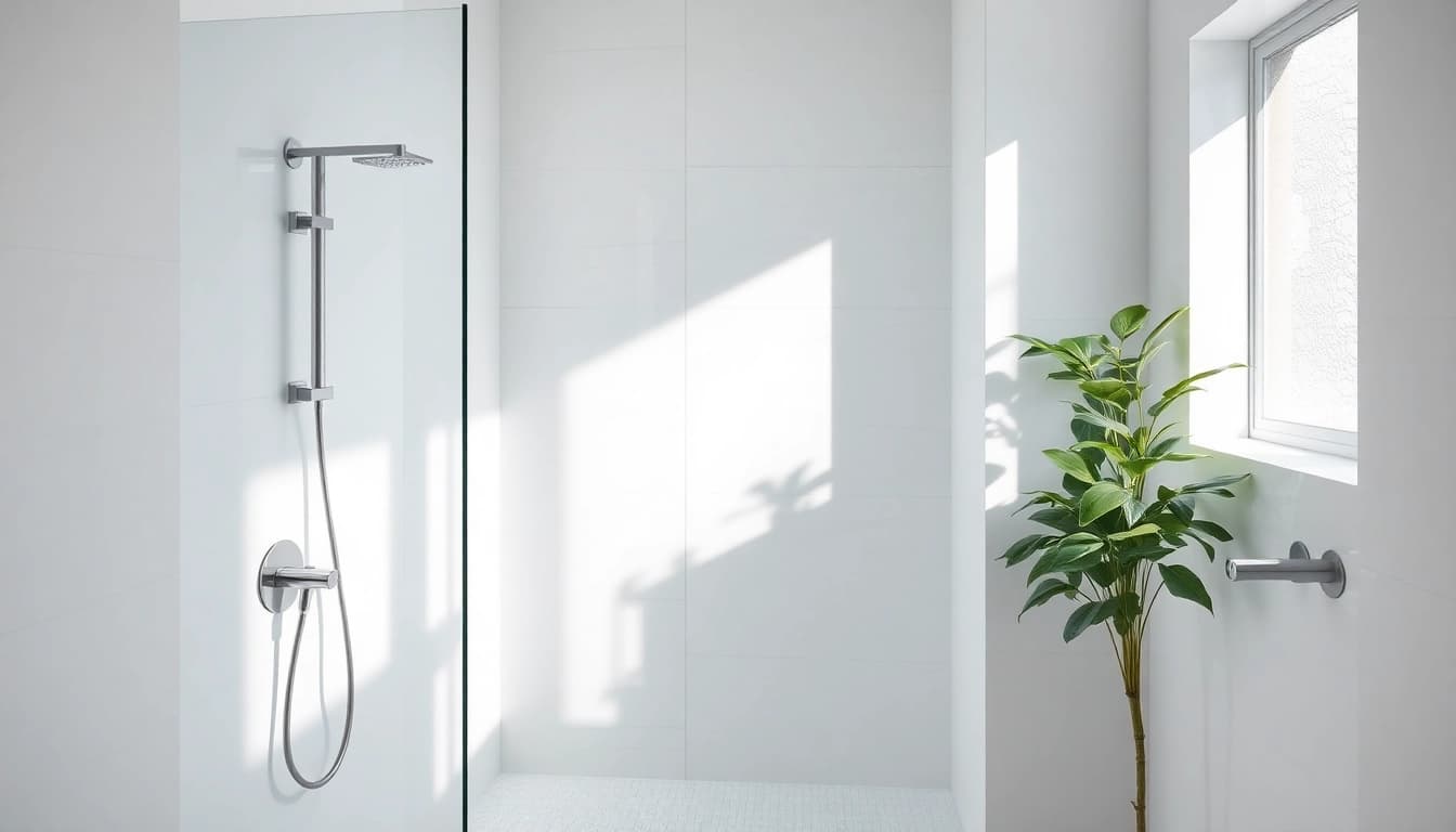 Explore elegant showers featuring sleek designs and serene atmosphere in a modern bathroom.
