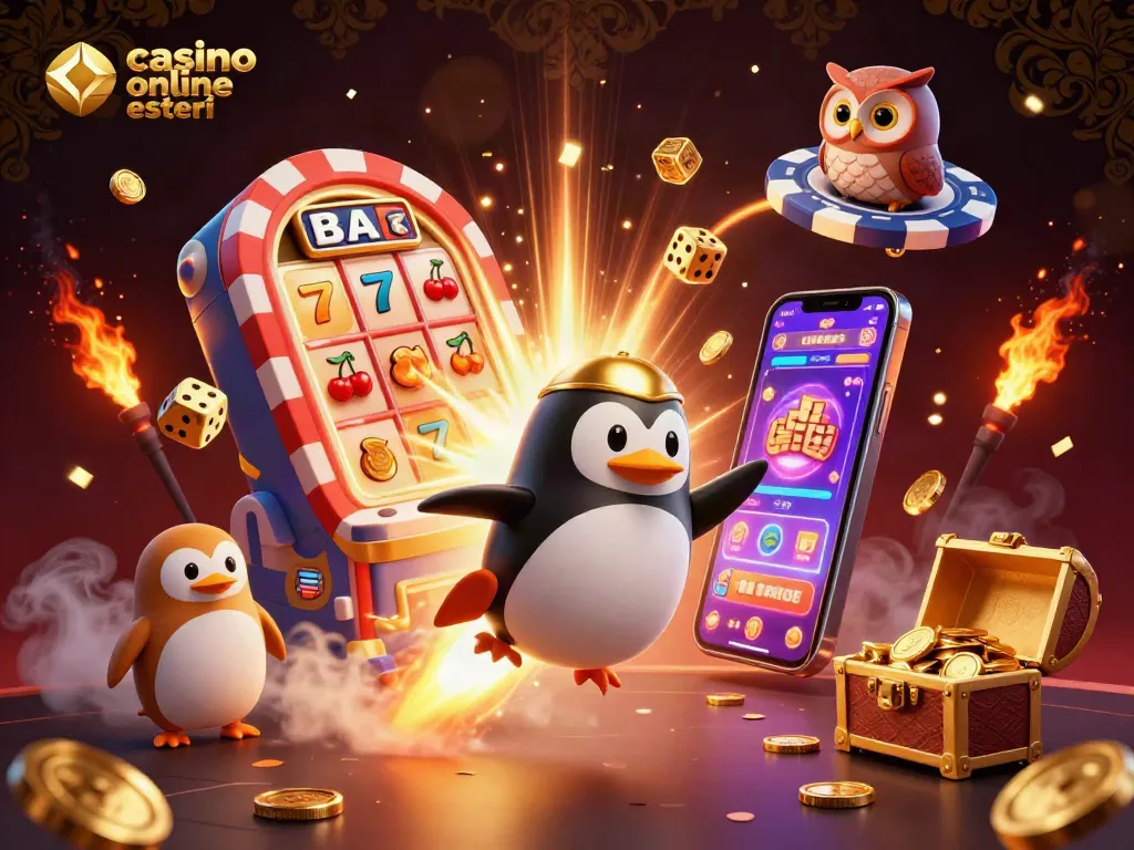 Giocando nei migliori casino online esteri, un pinguino dorato esplode in oro e divertimento.