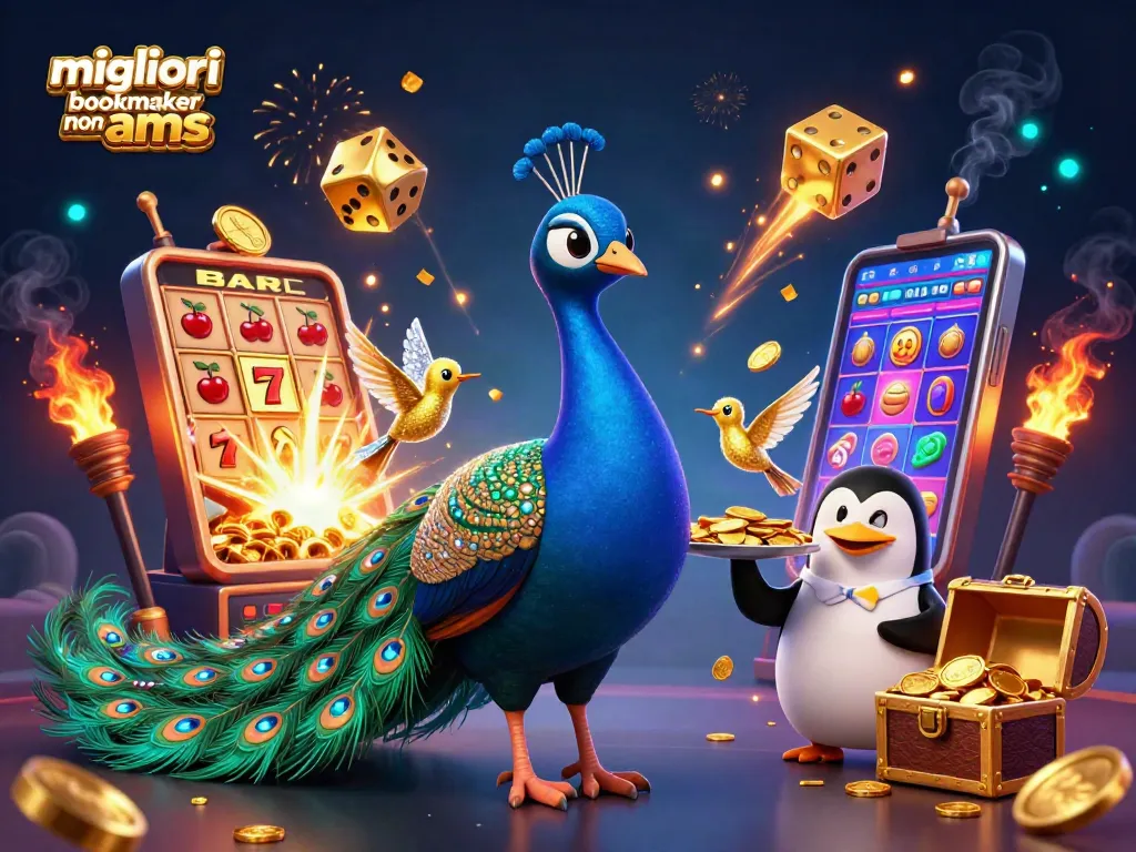 Visualizza i migliori bookmaker non aams attraverso un'illustrazione vivace e dettagliata che mostra un casinò ideale.