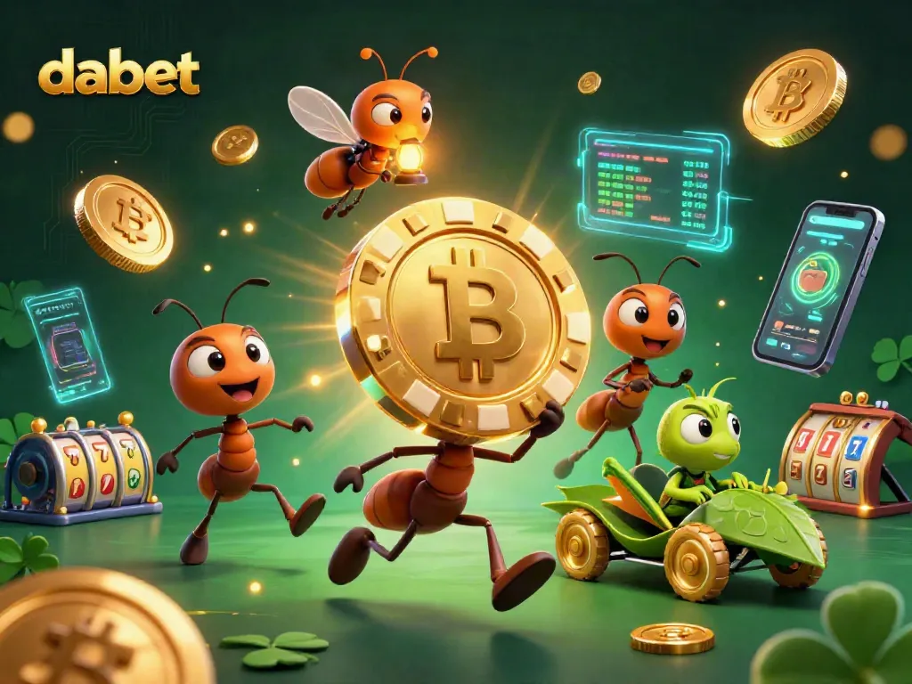 Engage with dabet through an exciting casino heist featuring playful cartoon ants and vibrant digital elements.