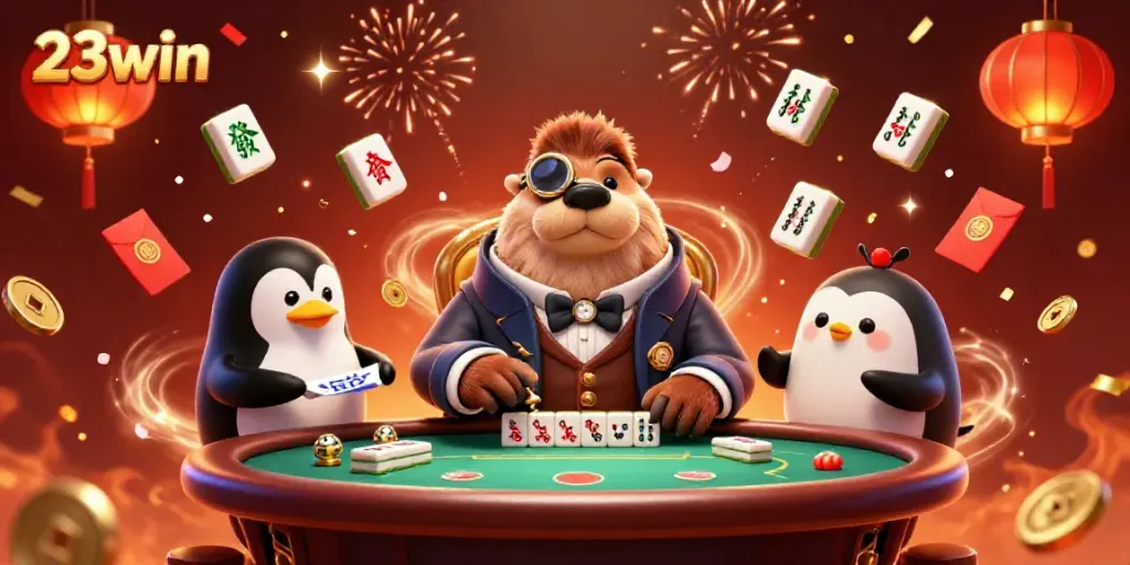 Engage with 23win's underwater poker scene full of vibrant characters and casino elements.
