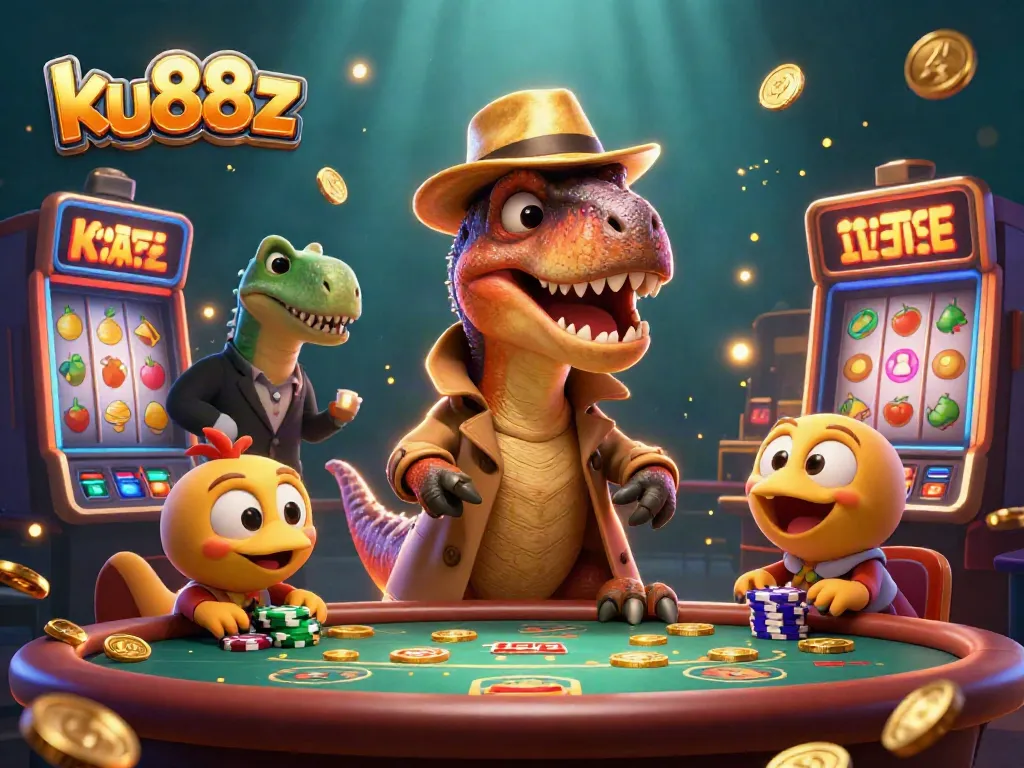 Experience the thrill at ku88z casino with a clever velociraptor card counter at the blackjack table.