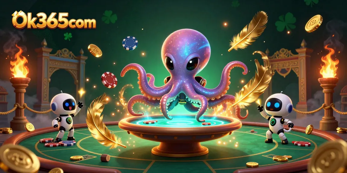 Engage with thrilling poker gameplay at Ok365com showcasing a vibrant 3D digital casino scene.