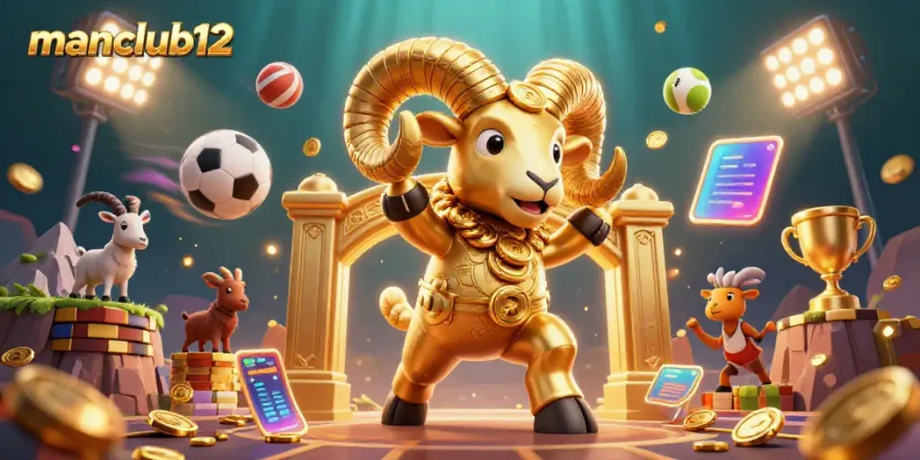 Join the excitement at manclub12 with a charging golden ram and dynamic sports betting action!