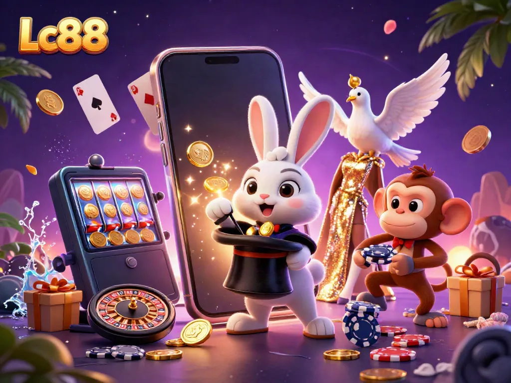 Experience big wins at Lc88 with our vibrant casino adventure illustration full of excitement!