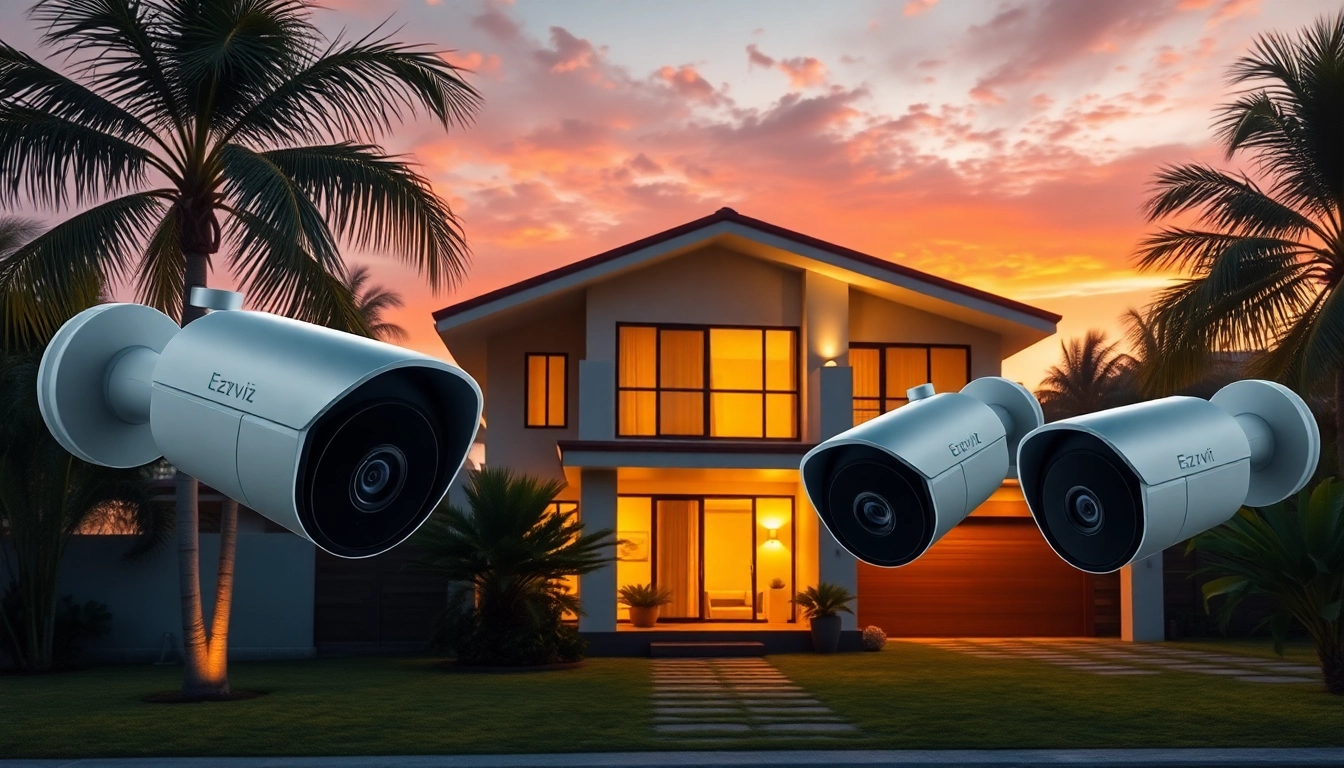 Cámaras Ezviz en una configuración de seguridad para el hogar moderna que garantiza la seguridad en Guanacaste, Costa Rica.
