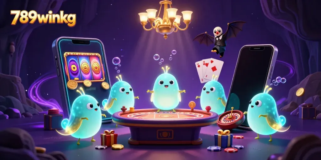 Experience 789winkg's vibrant casino scene with glowworms and thrilling gaming action.