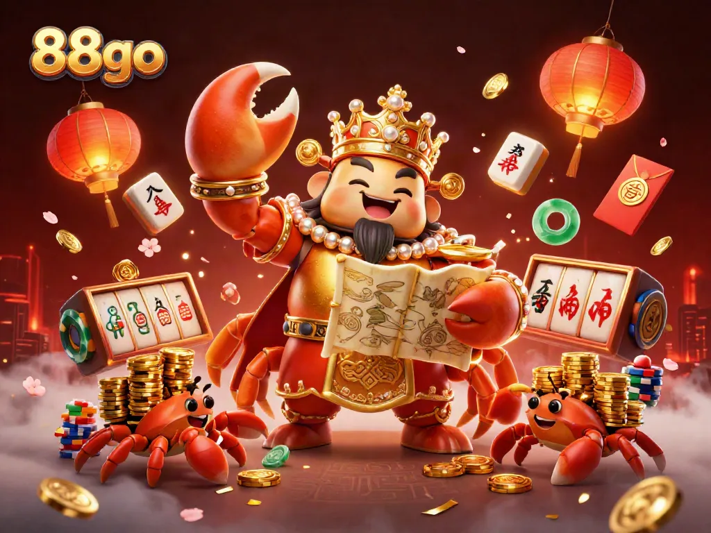 Experience the excitement of 88go casino with a vibrant scene featuring a golden crab emperor.