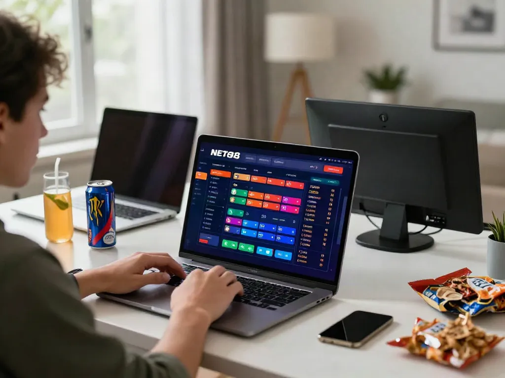 Engaging with NET88 online betting platform for live sports gaming.
