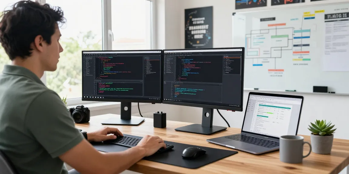Software developer immersed in code at the WPS Official Website workspace, showcasing modern tech tools and collaborative environment.