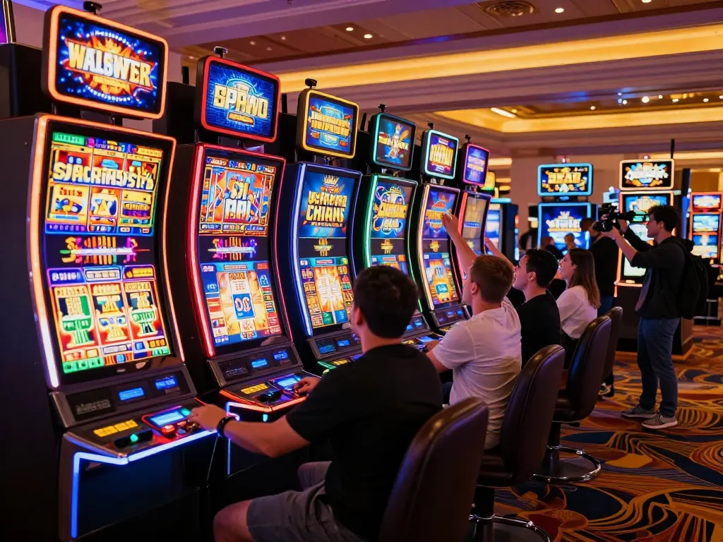 Suasana menarik para pemain menikmati mesin slot di Kasino Paris Las Vegas.