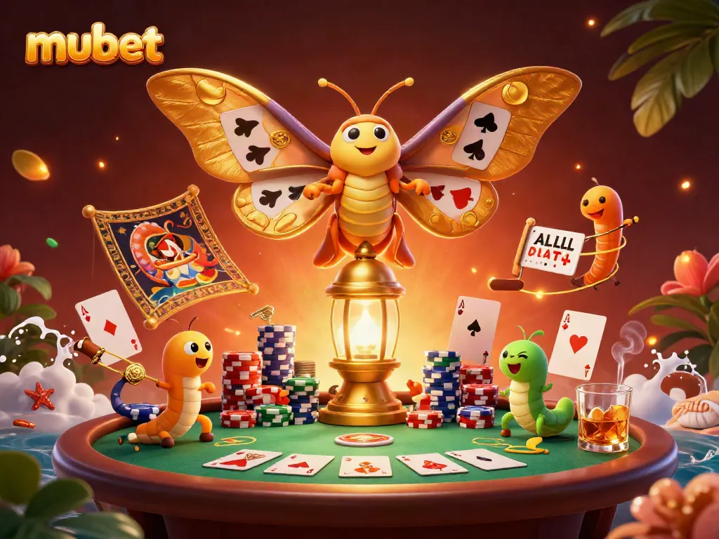 Experience immersive gaming with mubet's colorful casino scene featuring poker elements.