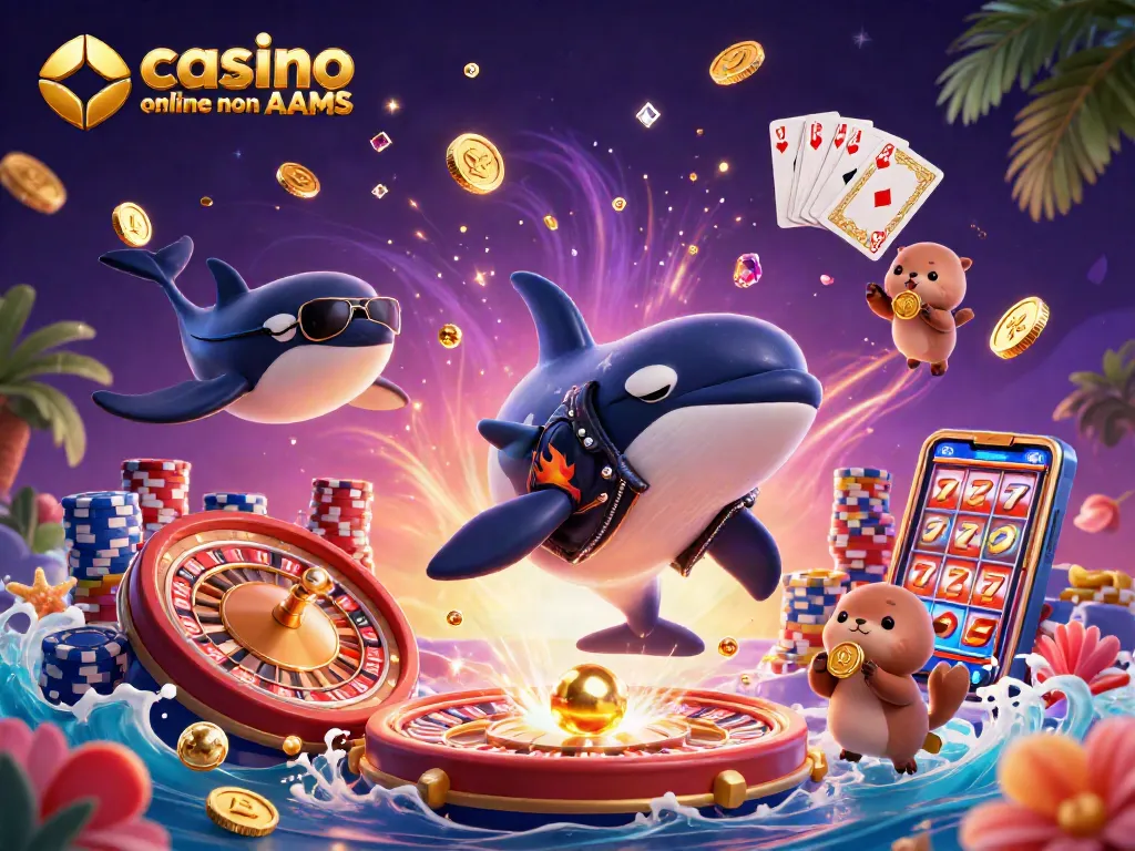 Esperienze di gioco nei casino online non AAMS con orche e monete d'oro in scena vibrante.