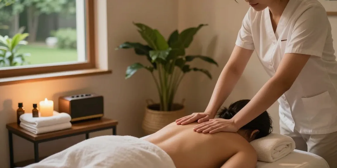일산출장마사지 service in a cozy home spa setting, highlighting relaxation and professional care.