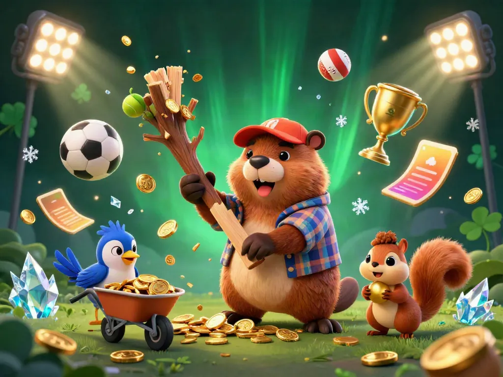 Engaging mubet scene showcasing characters collecting coins amidst vibrant casino elements.