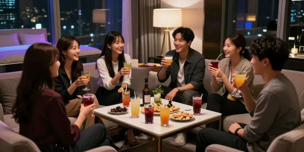 강남구구단에서 친구들과 즐거운 시간을 보내는 우아한 사적 공간
