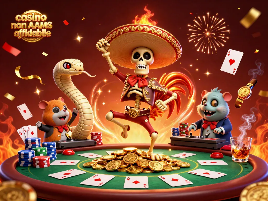 Ballando tra monete d'oro, il rooster mariachi celebra nei migliori casino non AAMS affidabile con giochi dinamici.