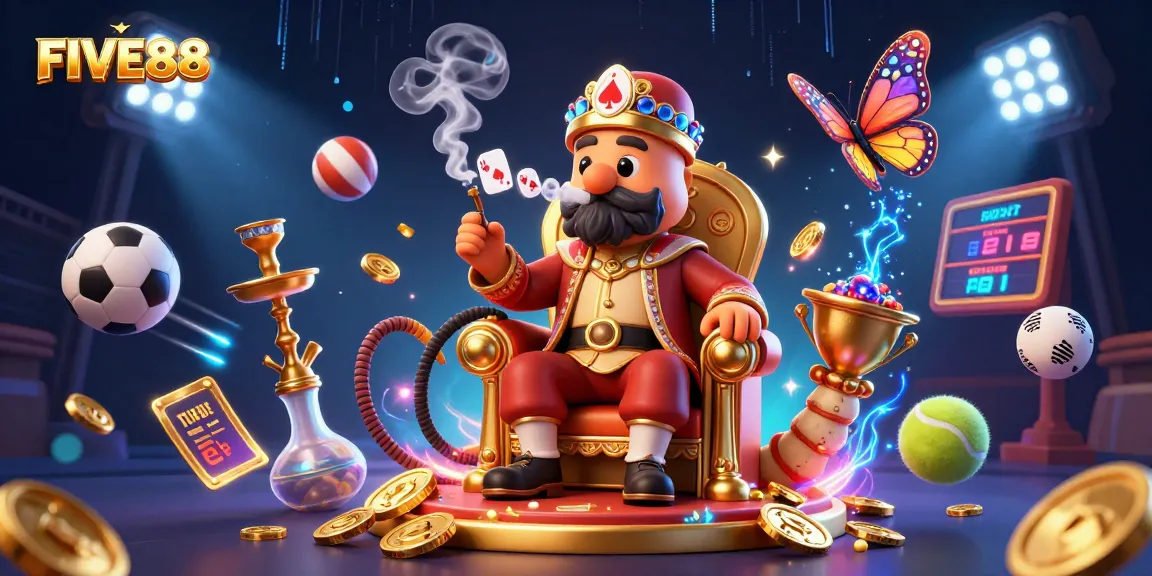 Experience exhilarating gameplay with FIVE88, showcasing a vibrant 3D casino scene filled with thrilling sports elements.