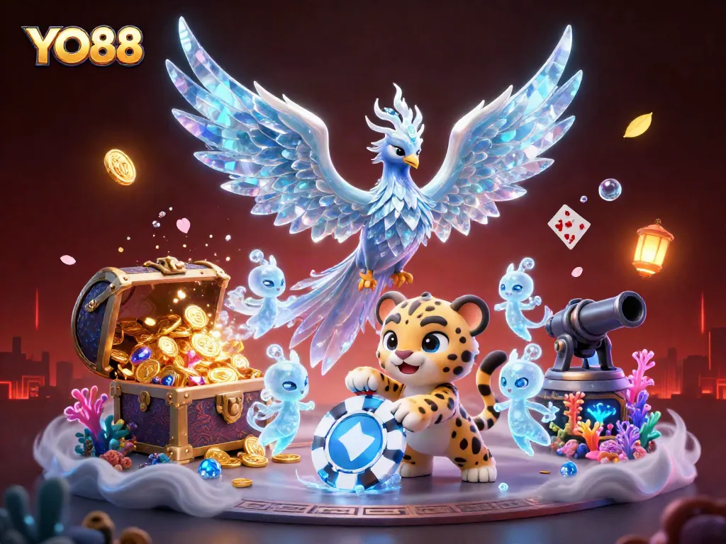 Engage with the electrifying YO88 casino experience in this captivating 3D illustration.