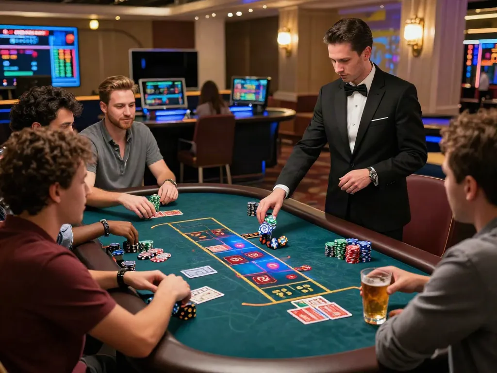 Exciting casino gaming experience at https://playsv88.net/ with enthusiastic players and a professional dealer.