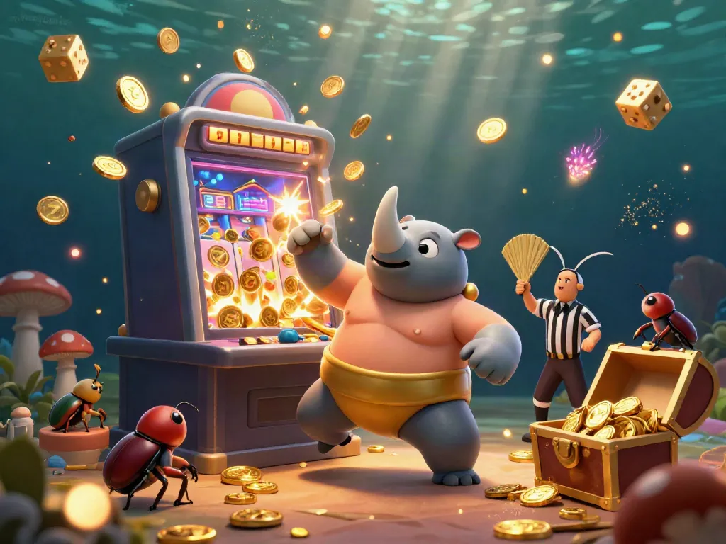 Experience the kingjohnnie excitement with 3D cartoon beetles amid a jackpot explosion.