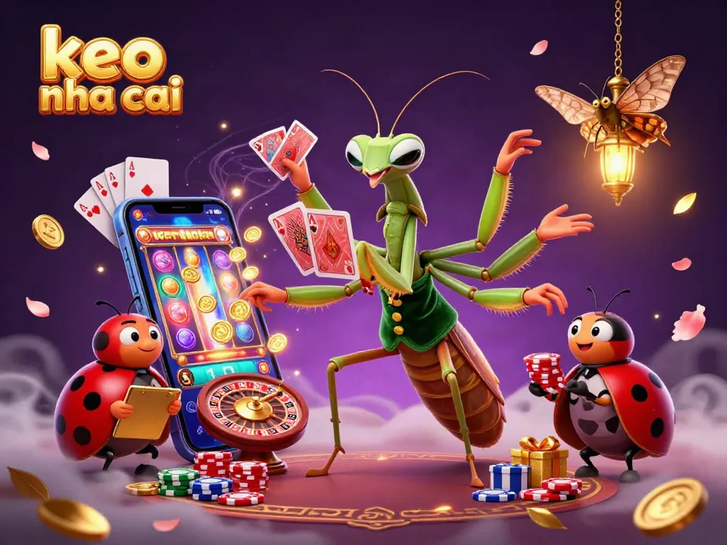 Experience thrilling action with keo nha cai as animated characters deal cards and shuffle chips in a vibrant casino.