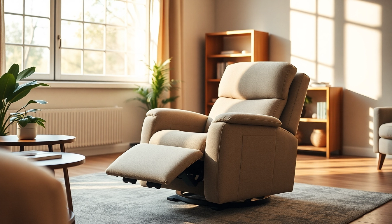 Explore the comfort of power lift recliners featuring plush styling and contemporary design.