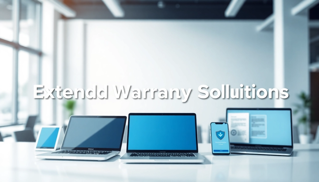 Visual representation of extended warranty solutions highlighting electronics and protective icons.