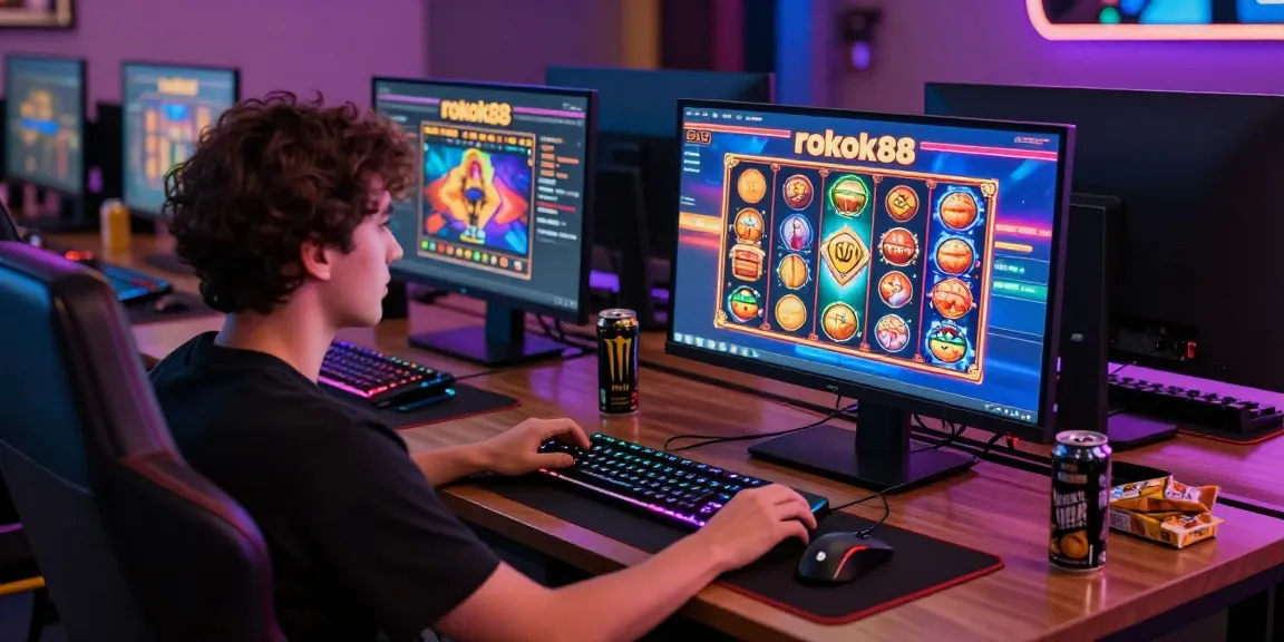 Engaging online slot gaming scene featuring rokok88 slot login interface on screen with vibrant graphics.