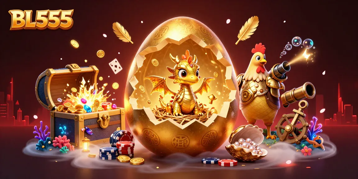 Engage with BL555's thrilling casino experience featuring vibrant gaming elements and golden treasures.
