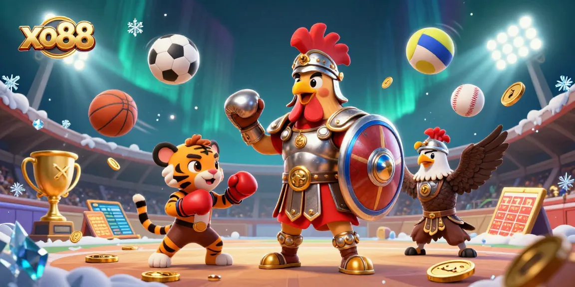 Bet on thrilling moments with xo88 in this vibrant 3D casino battle scene.